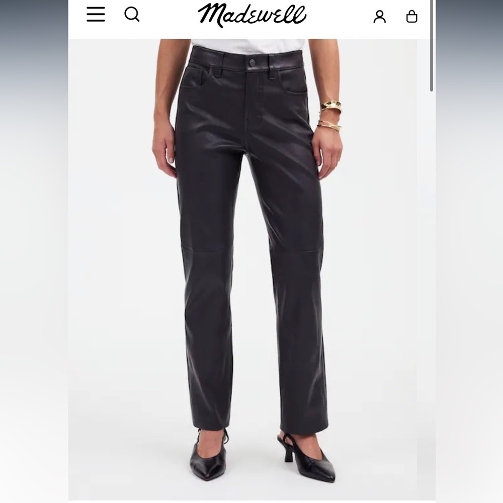Madewell Black Faux-Leather Straight-Leg Pants NWT